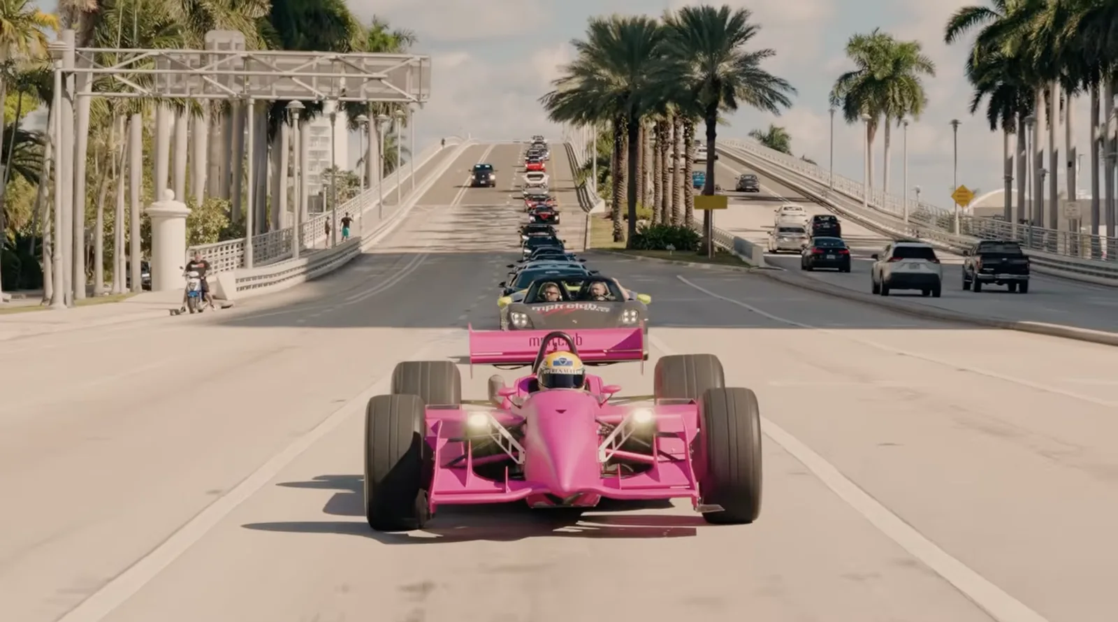 F1 show car on a Miami boulevard